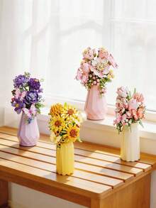 300+Pcs Wooden Flower Vase Bouquet Decor, Handmade DIY Assembly Vintage High-Quality Home Decor, Teacher's Day, Back To School, Graduation, Mother's Day, Valentine's Day, Father's Day, New Year, Spring, Christmas Gift - Multicolor - View 8