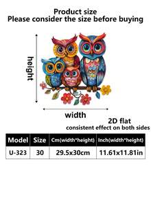 Tranh treo tường hình cú mèo phong cách Bohemian 2D bằng kim loại, kích thước 11,81 inch, thích hợp treo trong nhà và ngoài trời, lý tưởng cho ban công, sân vườn, phòng khách, phòng ngủ và hàng rào ngoài trời. Món quà ngày lễ tuyệt vời dành tặng bạn bè và gia đình. - Cú vẽ - Xem 15