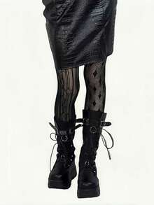 1 đôi tất lưới in họa tiết Gothic bất đối xứng dành cho nữ, kiểu dáng Gothic, giúp thon gọn, thoải mái, thời trang, gợi cảm và độc đáo, hoàn hảo cho mặc hàng ngày, đi làm và đi chơi. - Nhiều màu - Xem 10