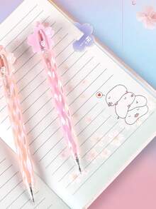 Colorful Laser Sakura Flower Retractable Ballpoint Pen, Quick-Drying Black Ink Suitable For Students - Multicolor - View 5