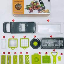16-In-1 Vegetable Chopper With Container, Multifunctional Kitchen Chopper, Suitable For Onions, Fruits And Vegetables, Durable Plastic Food Chopper, With Locking Mechanism, Portable Design, Easy To Clean Blades, For Food Preparation. - MultiWarna - View 10