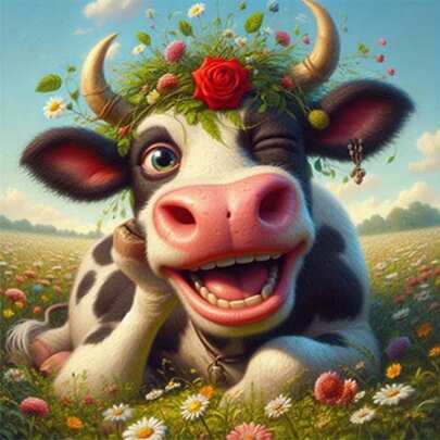 1pc [30*30cm/11.8*11.8in][40*40cm/15.7*15.7in]5D Acrylic Diamond Painting Kit, Cute Cow Pattern, Suitable For Adult Beginners DIY Mosaic Diamond Art, Full Drill Handmade DIY Diamond Painting, Applicable For Living Room, Bedroom, Office Wall Decor Painting, Surprise Art Home Decor Gift For Family And Friends