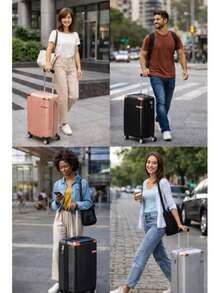 Polypropylene Travel Suitcase With Extendable Zipper, 360° Removable Wheels, Carry-On Size, Small, Medium, 8KG, 10KG, 18KG - Màu be - Xem 2