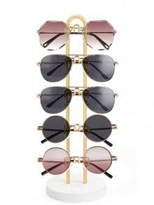 1pc 360° Rotating Fashion Glasses Display Stand With Wooden Tray And Base, Eyeglasses Holder Rack For Storing Multiple Pairs Of Fashion Glasses, Suitable For Desk, Vanity, Dresser, Bedside Table - Multicolor - View 15