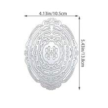Khuôn cắt kim loại hình oval và tròn, khuôn mẫu cắt kim loại hình oval và tròn, khuôn dập nổi giấy trang trí thiệp DIY cho album và làm thiệp. - trắng bạc - Xem 3