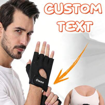 Guantes deportivos personalizables de media mano, con diseño de malla para mayor transpirabilidad y absorción del sudor, agarre fuerte, nombre personalizado, adecuados para levantamiento de pesas, fitness, ciclismo al aire libre, senderismo, correr y otros entrenamientos