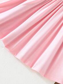 Strawberry Print Short Sleeve Lapel Open Front Casual Dress, Summer - Pink - View 5