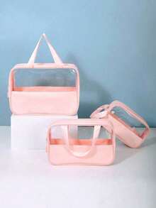 3件套防水旅行化妆包，适用于收纳洗漱用品、沐浴用品、化妆品，可手提，方便存放化妆品，适合海滩、干湿分离、游泳等场合，也适合少女使用，可作护肤包、卫生巾包等，是一款防水旅行洗漱包。 - 彩色 - 查看 2