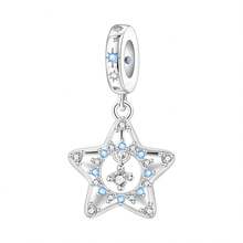 CYMYSS 1pc Fashionable Star Pendant, 925 Silver Plated With Embedded Artificial Zirconia, Delicate Blue & White Zirconia Accents, Star Charm Pendant, Gift For Women, Valentine's Day/Birthday - Multicolor - View 8