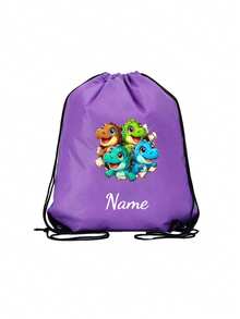 This Customized Drawstring Large Capacity Backpack Features A Dinosaur Print Pattern, Very Suitable For Sports Or Cycling. You Can Also Customize It With Your Name Or Holiday Greetings Printed On It. - Multicolor - View 4