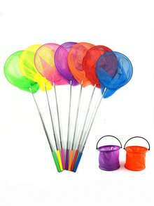 1个小型不锈钢伸缩蝴蝶/昆虫网，可伸缩渔网，户外水上玩具（手柄图案随机发货） - 彩色 - 查看 4