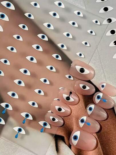 ملصق فني لأظافر بشكل عين مضحك، ملصقات ديكور عين كرتونية بسيطة للمكياج، مقاوم للماء وطويل الأمد وسهل التطبيق، ملحقات ديكور أظافر DIY