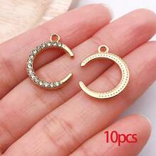 10/30个合金日月星辰吊坠，镶钻水晶太阳吊坠，金色星空吊坠，适用于DIY珠宝制作手链项链 - 彩色 - 查看 20
