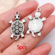 5/30 Peças Sortidas de Encantos de Animais Marinhos de Cristal e Strass, Tartaruga, Concha, Estrela-do-mar, Peixe, Pingentes Pendurados para Pulseiras, Colares, Brincos, Fabricação e Artesanato - Multicolorido - Visão 11