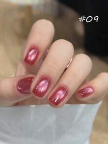 10毫升新款粉金柔光猫眼凝胶指甲油 2026流行新款闪粉甜美粉桃色玻璃珠猫眼美甲美甲用品粉色美甲红色美甲 - 彩色 - 查看 17