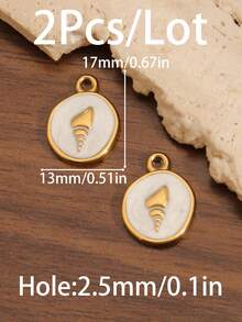 2Pcs 18K Gold Plated Stainless Steel Colored Enamel Starfish Charm Pendant Summer Beach Conch Shell Charms For DIY Jewelry Making Supplies Earrings Necklace Bracelets Accessories - Pendant - View 11