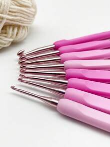 Set de 8 ganchos de ganchillo de color rosa, degradado de color macarrón, con marcas de medición, mangos de goma suave antideslizante que se adaptan a la forma de la mano, tamaños de 2.5mm a 6.0mm, adecuados para principiantes - Agujas de crochet de 2,5-6,0 mm, paquete de 8 piezas - Ver 6