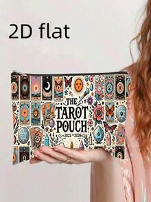 1个塔罗水晶蜡烛魔法组合化妆包，可折叠大容量化妆袋，带拉链，生日或毕业礼物，旅行包，双面印花 - 彩色 - 查看 10
