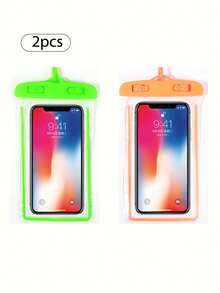 2pcs/Set Waterproof Luminous Touch Screen Phone Pouch, Suitable For Swimming, Beach, Diving, Photography, Rafting, Transparent Waterproof Phone Case - Multicolor - View 19