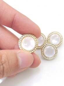 10pcs/Set Plastic Button Chain Edge Circular Button Home Fashionable High-End Coat Windbreaker Accessory Button - Buttons - View 4