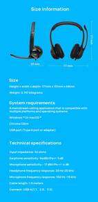 Logitech Auriculares con cable H390, llamada clara, control en línea conveniente, acolchado cómodo, efecto de sonido estéreo, micrófono de cancelación de ruido, brazo de micrófono giratorio, interfaz USB-A, blanco - Blanco - Ver 9