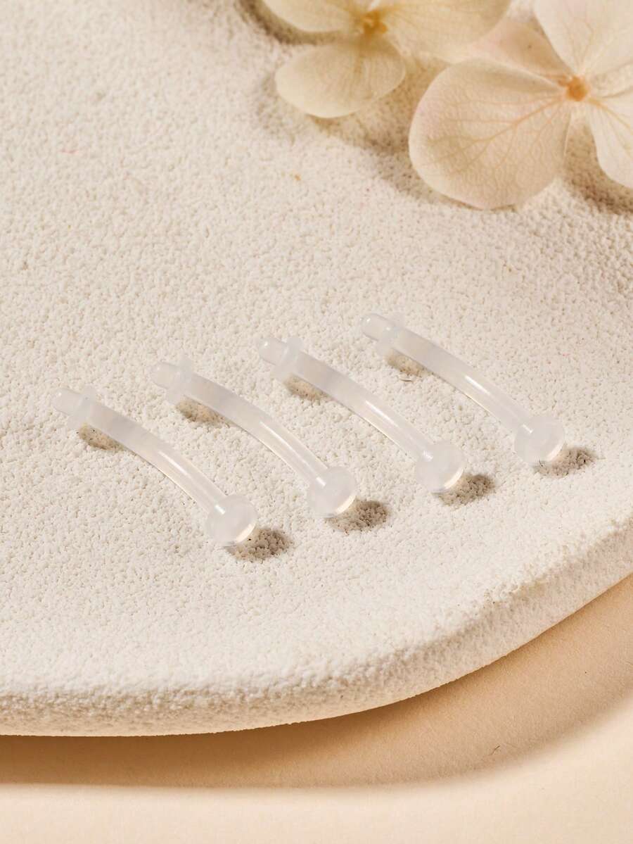 Clear Belly Button Bar Retainer - Flexible Plastic Pregnancy Belly Bar (10mm/12mm/14mm/16mm/18mm) Navel Piercing Maternity & Postpartum Belly Ring - Clear - View 1