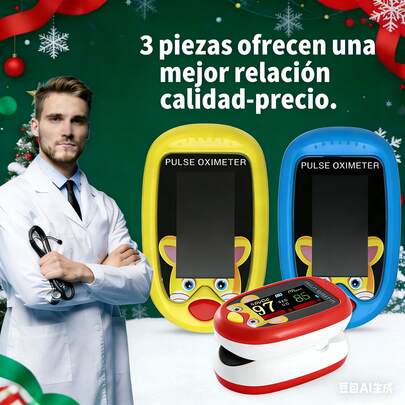 Oxímetro de pulso USB rojo, paquete de dos, fabricado en caucho, adecuado para uso doméstico por niños pequeños.