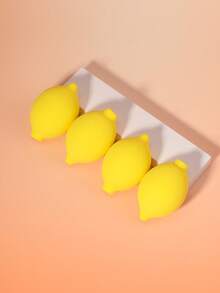 4pcs Dual-Purpose Wet/Dry Use Makeup Sponge - Friendly Makeup Sponge With Fruit Design, Strawberry, Pear, Avocado, And Lemon Shapes - Professional Beauty Eggs For Foundation, Powder, BB Cream - Unscented - Multicolor - View 3