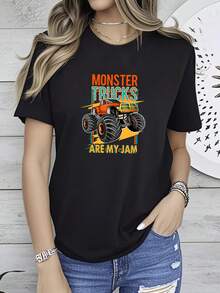 Women T-Shirt Print Monster Truck Are My Jam Sunset Baseball Cap Snapback Caps Knitted Bucket Hat - màu đen - Xem 6