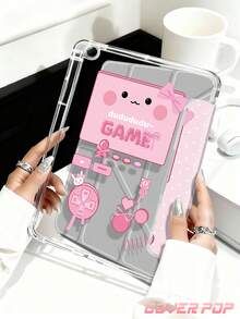 粉蓝色游戏手柄元素硅胶翻盖保护套，适用于 iPad Air 4/5 10.9 英寸、7/8/9 10.2 英寸、Tab S6 10.4 英寸、Tab A7 Lite 8.7 英寸、2022 款 Kindle 第 11 代，硅胶边角保护，自动唤醒/睡眠，春季生日礼物 - 彩色 - 查看 5