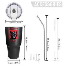 30oz Stainless Steel Tumbler Black White Options,  I Said I'm Fine Cat Print Graphic Cups, Insulated Travel Coffee Mug With Lid And Straw , Double Wall Vacuum Reusable Travel Cups, Funny Birthday Party Gift For Women & Men - 黑色 - 查看 3