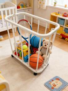 4-Wheel Baby Room Rolling Storage Cart - Durable Plastic Mobile Organizer Rack With Sliding Shelves, Easy To Clean Storage For Children's Sports Gear And Toys - Multicolor - View 8