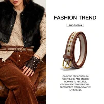 1pc Women's Belt, Retro Casual Style, Versatile Fashion Waist Belt For Slimming, Made Of High-End PU Leather And Nylon Canvas, Suitable For Jeans Skirt, Jeans, Casual Pants, Work Attire, Perfect Gift For Party, Shopping, Dating, Holidays, Birthday, Mother's Day