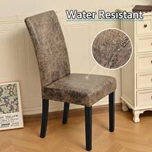1/4/6pcs Stretchable Matte Faux PU Waterproof Vintage Style Dustproof Chair Cover Suitable For Hotel & Home Furniture Seat Protector, Washable, PU Leather Art Clothing, Waterproof, Retro Style Chair Slipcover, Dustproof Hotel Furniture Seat Cover, Protective Cover - Multicolor - View 8