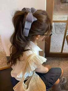 Women's Sweet Plaid Bow Hair Clip, Elegant Banana Clip Hair Accessory - Multicolor - View 5