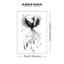 AMIFANS Temporary Tattoo Celestial Phoenix, Semi Permanent Tattoo,Lasting 1-2 Weeks Tattoo, Long Lasting Tattoo, Juice Tattoo, Realistic Tattoo, Romantic Tattoo, Fake Tattoo, Waterproof, Authentic Tattoo Look, Niche Design Tattoo, Fruit Tattoo, Plant-Based Tattoo - Black - View 3