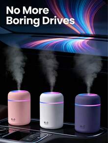 300ml USB Powered Colorful LED Light Humidifier, Suitable For Home, Office, Car, Multiple Colors Available, Daily Humidification, Prevent Dryness, Car Accessories, Electric Aroma Diffuser, Car Air Freshener - Cylinder - View 3