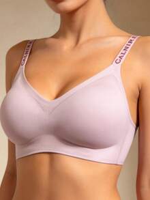 Temptuelle 无钢圈果冻支撑吊带文胸，字母肩带，防下垂，U型后背固定罩杯 - 粉色 - 查看 4