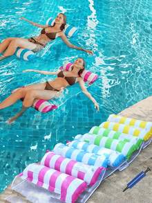 Adult PVC Inflatable Float, Pool Lounger, Pool Floaties For Adults, Pool Floaties, Tanning Bed, Pool Floats, Suitable For Pools And Beaches, Portable, No Electricity Required, Comfortable, Durable, Lightweight, And Quick-Inflating, Suitable For Adults. (Includes Random Color Air Pump) - 1pc - View 2