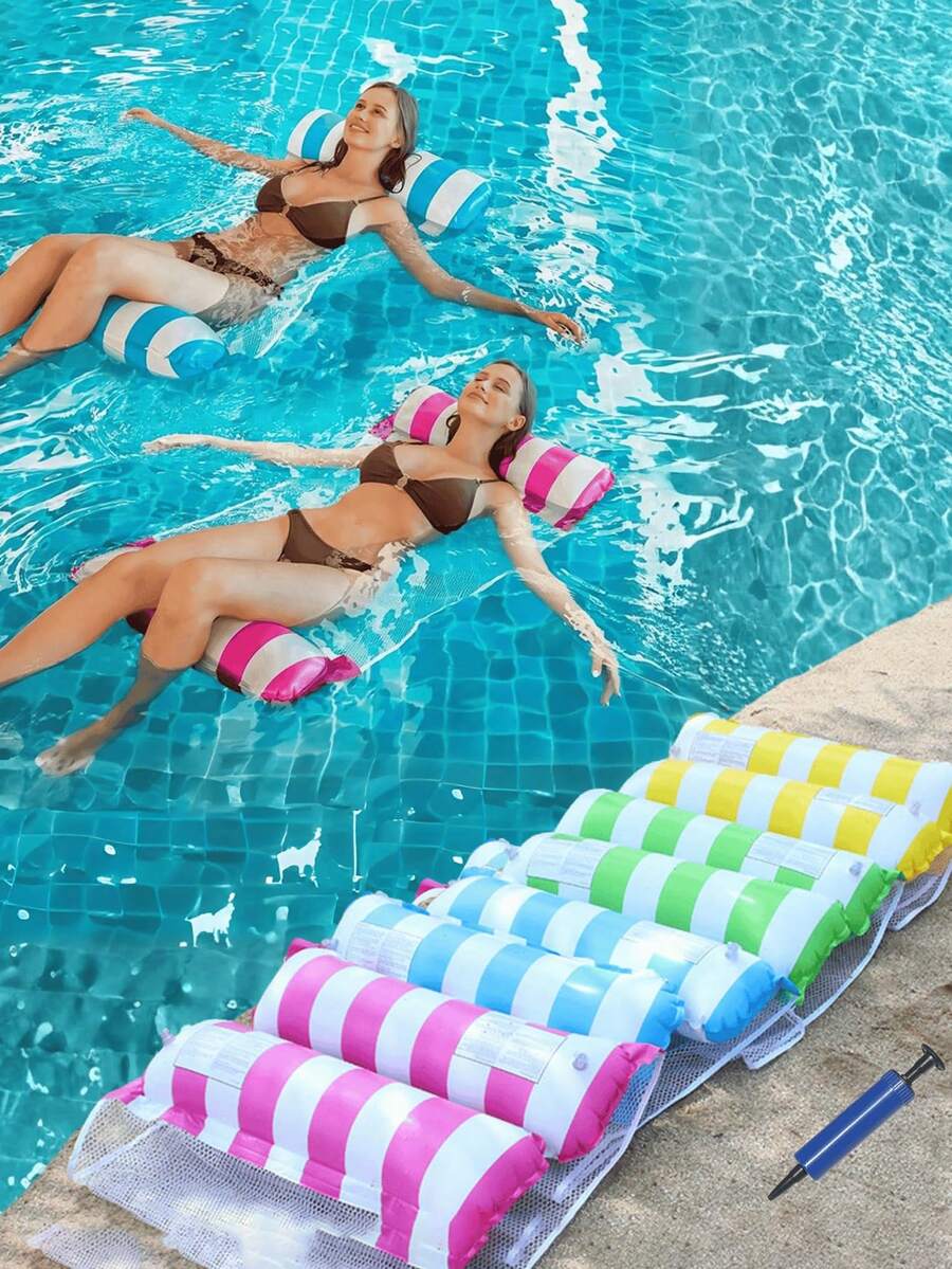 Adult PVC Inflatable Float, Pool Lounger, Pool Floaties For Adults, Pool Floaties, Tanning Bed, Pool Floats, Suitable For Pools And Beaches, Portable, No Electricity Required, Comfortable, Durable, Lightweight, And Quick-Inflating, Suitable For Adults. (Includes Random Color Air Pump)