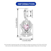CYMYSS 1件优雅浪漫925镀银镶嵌立方氧化锆双心吊坠，情侣珠宝礼物，适合情人节/周年纪念日/生日 - 彩色 - 查看 4