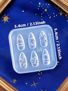 1个可爱奶油草莓蕾丝法式美甲透明硅胶指甲模具 - 無色 - 查看 14