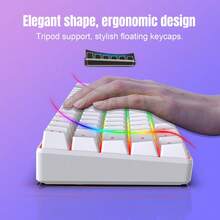 HXSJ Wired Keyboard And Mouse Combo, 68-Key Membrane Keyboard, Black & White Dual-Color RGB Backlight, USB Plug & Play, ABS Material, Suitable For Home, Office And Gaming (Model: V200 + J900) - View 9