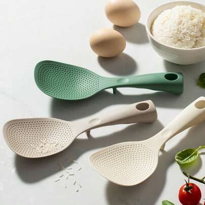 1pc Silicone Rice Paddle With Stand, Suitable For Rice Cooker, Pot And Frying Pan, Heat Resistant Non-Stick Rice Paddle, Ergonomic Handle And Hanging Hole, Easy To Clean, Heat Resistant Up To 350°F, Dishwasher , Multiple Colors Available, Kitchen Supplies, Home Decor, Women's Gift, Men's Gift, Household Gift