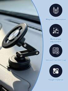 360°可调节车载手机支架，带吸盘和磁性底座，兼容 MagSafe和安卓手机，可折叠仪表盘/挡风玻璃支架，适用于汽车、卡车、办公桌、浴室等场所，防震通用智能手机支架 - 磁吸折疊支架 - 查看 5