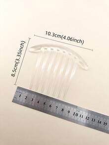 2pcs/Pack Medium 7-Tooth Transparent White Plastic Hair Comb, Suitable For Daily Use - White - View 5