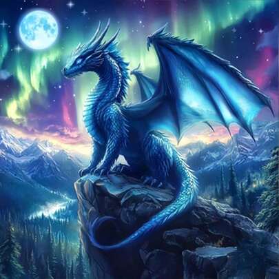 5D Diamond Painting Kit - Full Round Diamond, Dragon Pattern, Acrylic Craft Set For Home Decor, Frameless Creative Diamond Painting Kit