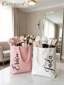 Custom Name Tote Bag Personalized Tote Bridesmaid Tote Wedding Gift Bag Bridal Party Tote Bachelorette Tote Reusable Gift Bag - Multicolor - View 6