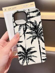 1pc Minimalist Retro Vacation Style Coconut Tree Pattern Glossy 2-In-1 Filmic Hard Phone Case, Suitable Compatible With Samsung/ 11/12/13/14/15/16/17 Pro Max - Multicolor - View 3