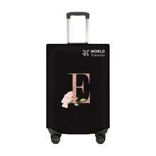 1pc Non-Stretch Non-Woven Fabric Luggage Protective Cover Suitable For 20-30 Inch Trolley Case, Anti-Scratch Luggage Protector Cover With Rose Gold Letter Pattern, Travel Accessory Essential For Back To School - Black - View 141